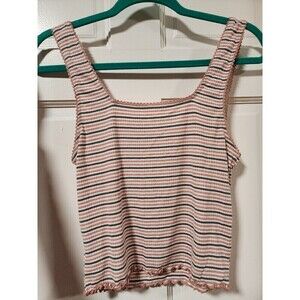 American Eagle Soft & Sexy Striped Ribbed Cropped Tank Top Size Medium